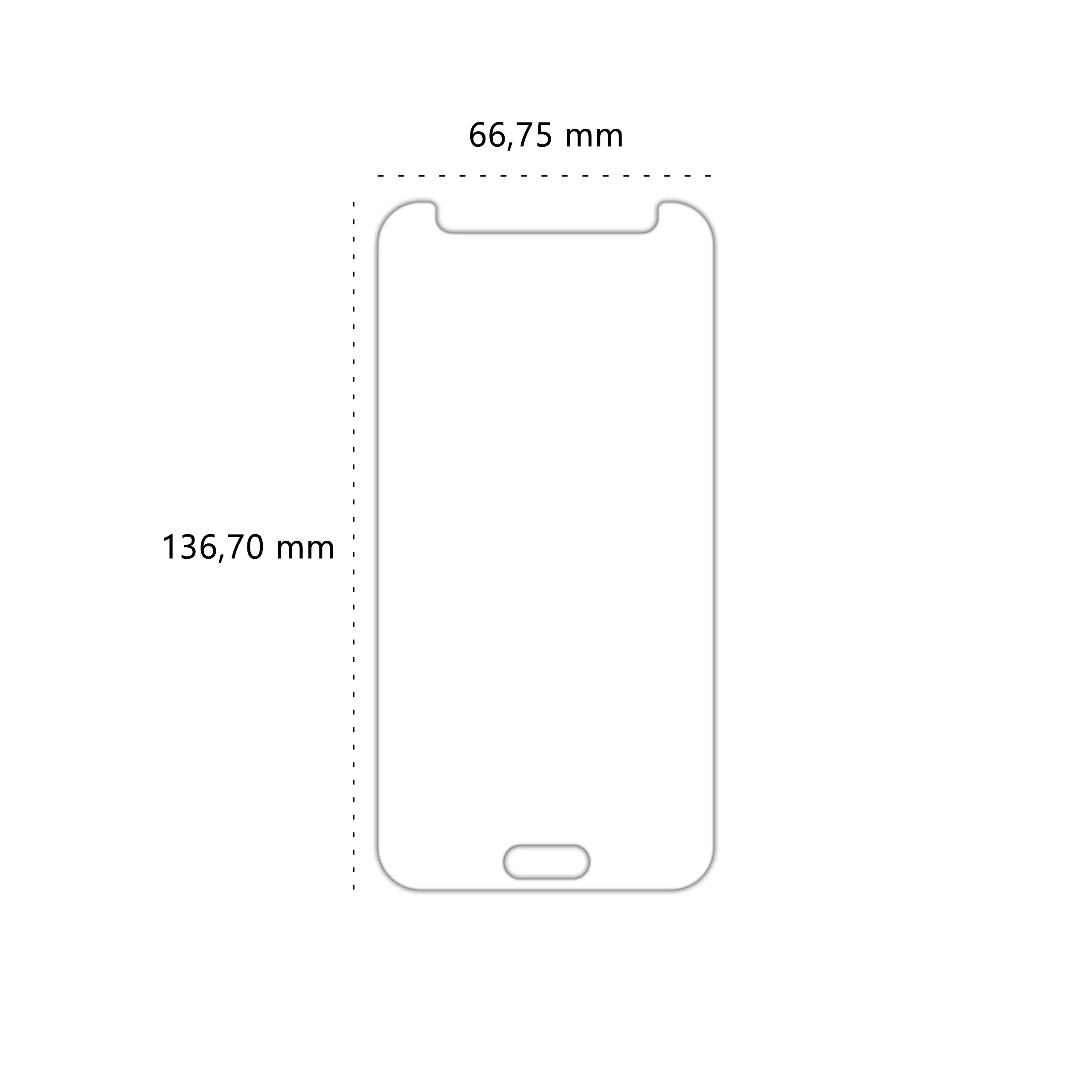 Wymiary szkła hartowanego Polski Banan BananShield do telefonu Samsung Galaxy J5